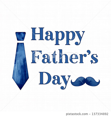 Celebrating Father's Day with a blue tie and mustache graphic design 137334892