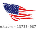 Isolated design component, grunge style US flag drawing 137334987