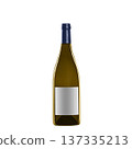 white wine bottle with blank label isolated on white background. 137335213
