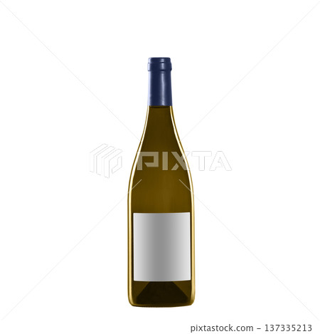 white wine bottle with blank label isolated on white background. 137335213