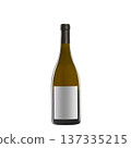 white wine bottle with blank label isolated on white background. 137335215