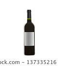 red wine bottle with blank label isolated on white background. 137335216