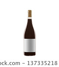 red wine bottle with blank label isolated on white background. 137335218