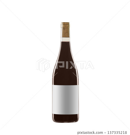 red wine bottle with blank label isolated on white background. 137335218