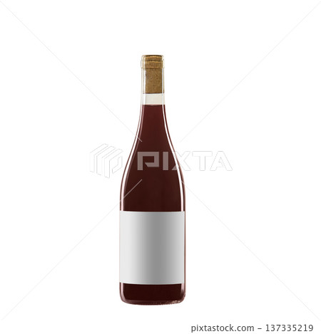 red wine bottle with blank label isolated on white background. red wine bottle with blank label isolated on white background. 137335219