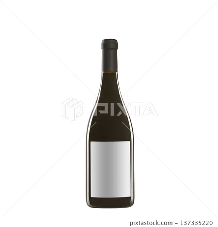 red wine bottle with blank label isolated on white background. red wine bottle with blank label isolated on white background. 137335220