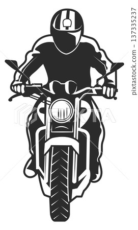 Motorsport racer black emblem. Riding biker logo Motorsport racer black emblem. Riding biker logo 137335237