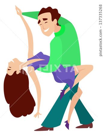 Man and woman dancing tango together. Happy couple 137335268
