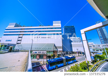 Yokohama cityscape in Japan Yokohama Bayside Blue and The Yokohama Front Tower departing from the east exit of Yokohama Station 137335276