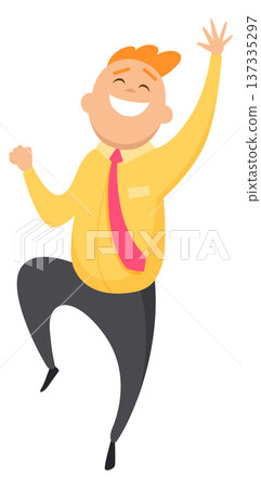 Jumping corporate man. Office worker positive mood Jumping corporate man. Office worker positive mood 137335297