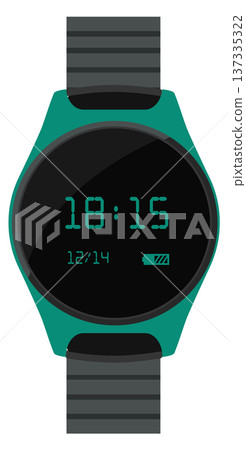 Wearable electronic accessory. Wristwatch round screen gadget Wearable electronic accessory. Wristwatch round screen gadget 137335322
