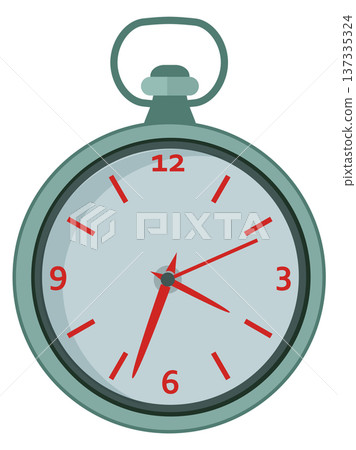 Stopwatch icon. Red arrow metal color clock Stopwatch icon. Red arrow metal color clock 137335324
