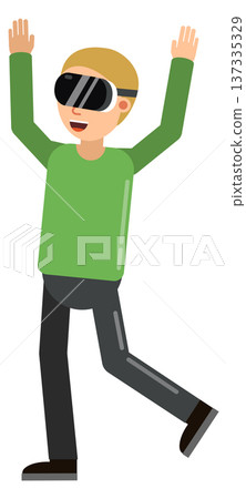 Virtual reality headset using for futuristic game play 137335329