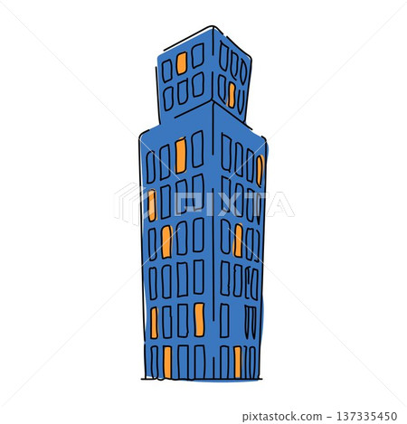 Hand Drawn Blue Skyscraper Building Illustration Hand Drawn Blue Skyscraper Building Illustration 137335450