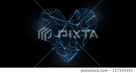 Shattered glass heart, broken love symbol 137335491