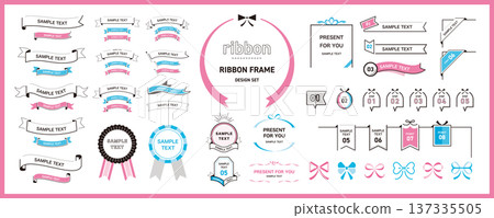 簡單易用！絲帶設計邊框素材套裝（標題、標題、邊框）/ 春夏 137335505