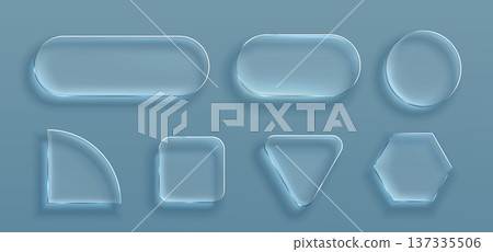 Transparent glass frames, 3D ui buttons Transparent glass frames, 3D ui buttons 137335506
