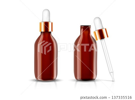 Realistic cosmetic serum bottles mockup, dropper Realistic cosmetic serum bottles mockup, dropper 137335516