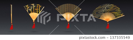 Japanese fan with traditional ornate paper design Japanese fan with traditional ornate paper design 137335549