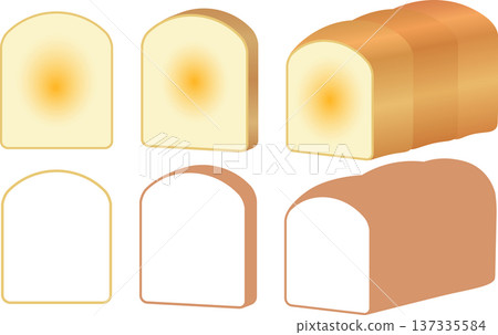 A set of three-dimensional Yamagata bread and simple illustrations 137335584