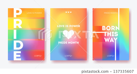 Pride month poster with rainbow gradient bg 137335607