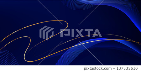 Abstract premium blue background, gold ribbon wave Abstract premium blue background, gold ribbon wave 137335610