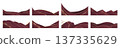 Elegant burgundy waves, golden ribbons borders 137335629