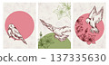 Collection of spring cards with birds and flowers 137335630