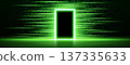 Futuristic digital door, glowing green neon light 137335633