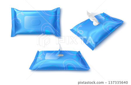 White wet wipe package mockup, 3d realistic White wet wipe package mockup, 3d realistic 137335640