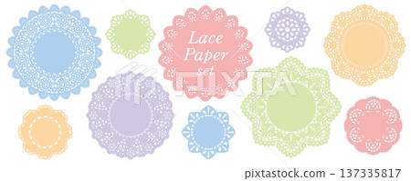 精美蕾絲紙材料套裝/邊框、圖案、背景 精美蕾絲紙材料套裝/邊框、圖案、背景 137335817
