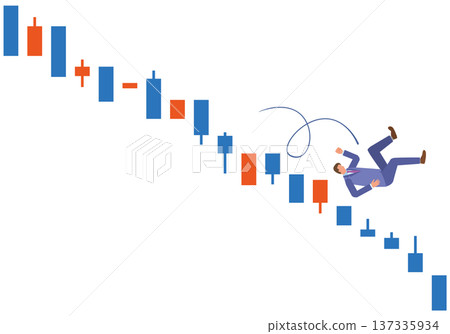 A man falling in a falling market A man falling in a falling market 137335934