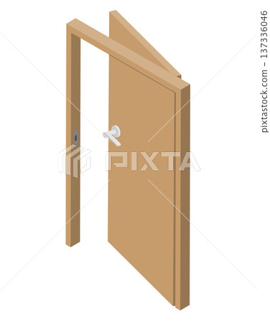 Slightly open door isometric Slightly open door isometric 137336046
