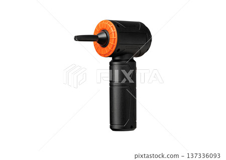 Mini vacuum cleaner for car and home office isolated on white. Rechargeable handheld cleaning device. 137336093