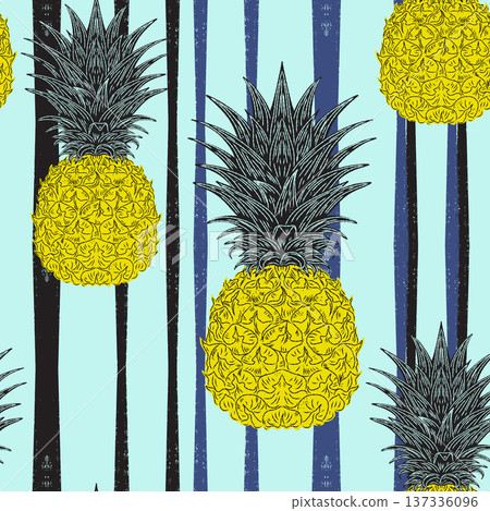 seamless pattern with pineapples and flowers seamless pattern with pineapples and flowers 137336096