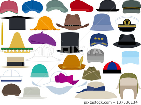 各種帽子的插圖集 137336134