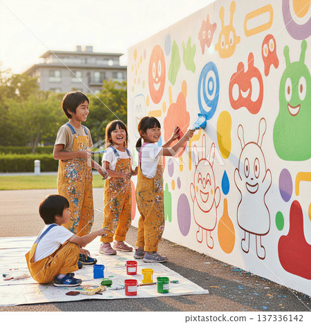 Cheerful children playing in the park 137336142