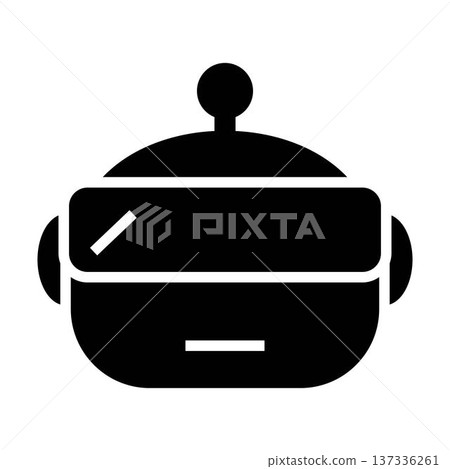 Solid black robot bot head vector illustration cute minimal ai chatbot face mascot icon for app ui 137336261