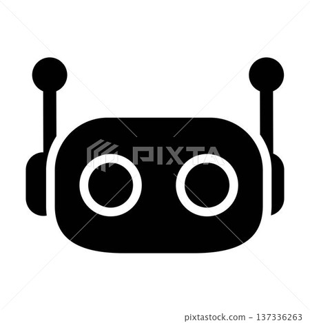 Cute ai robot head vector illustration minimal flat solid black bot face mascot icon for technology app Cute ai robot head vector illustration minimal flat solid black bot face mascot icon for technology app 137336263