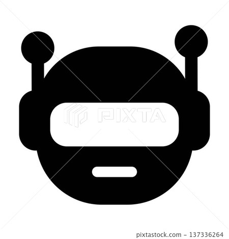 Minimal robot bot face vector icon solid black ai chatbot head mascot illustration for app ui design Minimal robot bot face vector icon solid black ai chatbot head mascot illustration for app ui design 137336264