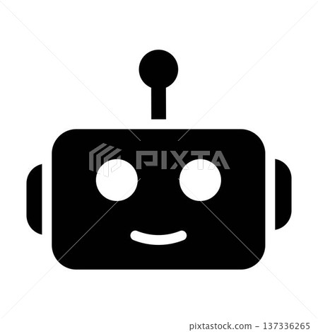 Ai chatbot mascot vector illustration cute minimal solid black robot bot face icon for technology ui 137336265