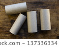 Used toilet paper rolls for cardboard recycling concept 137336334
