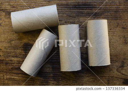 Used toilet paper rolls for cardboard recycling concept Used toilet paper rolls for cardboard recycling concept 137336334