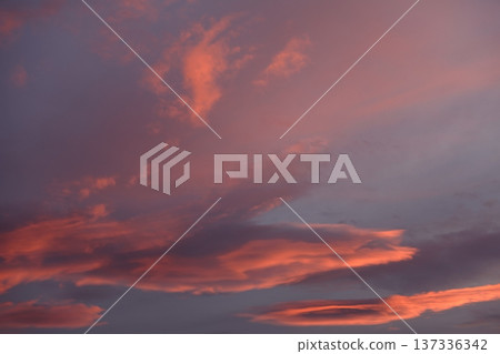 Red colored clouds at sunset Red colored clouds at sunset 137336342