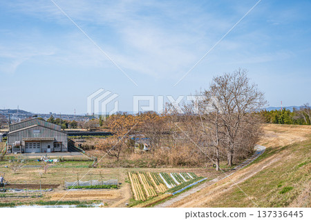 京都府京田邊市春季鄉村景色 京都府京田邊市春季鄉村景色 137336445