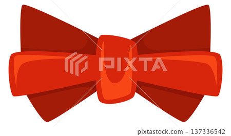 Red bowtie. Classic elegant knot color icon 137336542