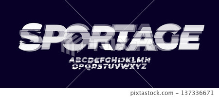 Sportage Font Logo Alphabet Glitch Display Letter Set Modern Typography, Bold Italic Typographic Design for Abstract Digital Sport Title Text, Typo Poster Headline, Race Fonts. Vector Typeface Sportage Font Logo Alphabet Glitch Display Letter Set Modern Typography, Bold Italic Typographic Design for Abstract Digital Sport Title Text, Typo Poster Headline, Race Fonts. Vector Typeface 137336671