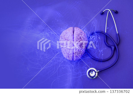 Brain and stethoscope exploring mental health neurology 137336702