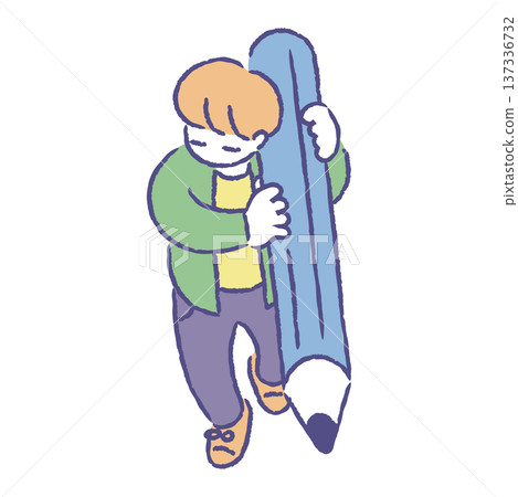 大學生拿著鉛筆 大學生拿著鉛筆 137336732