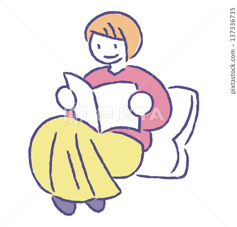 女孩坐在墊子上 女孩坐在墊子上 137336735